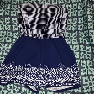 Blue and white romper